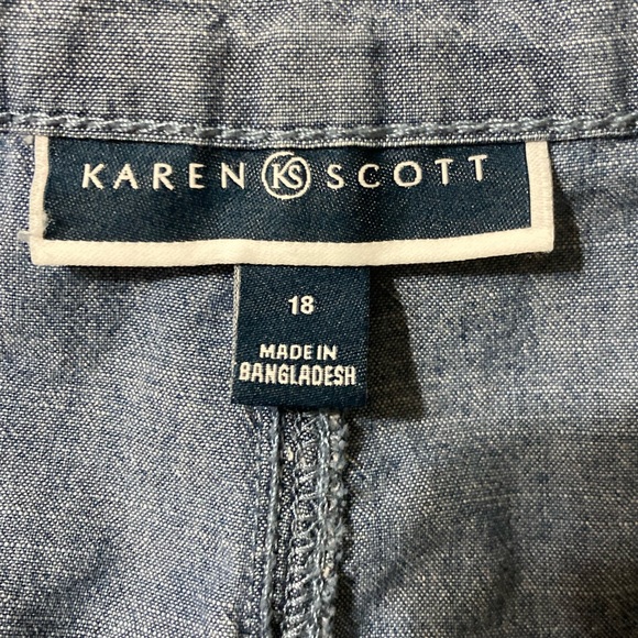 EUC Karen Scott Woven Chambray Shorts Plus Size 18 - Picture 6 of 8